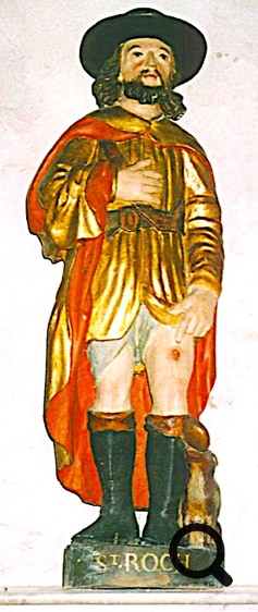 statue, saint-roch, bois doré