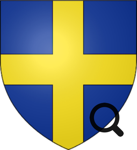 Blason avec une croix jaune sur fond bleu.