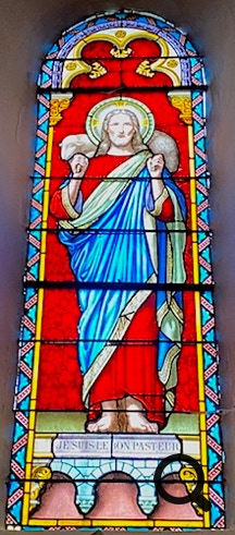 vitrail, jésus, pasteur